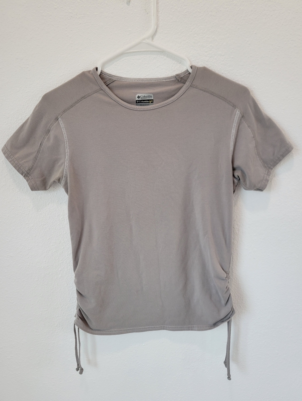 Columbia Sportswear Women’s S Gray‎ T Shirt Ruched Sides Short Sleeve